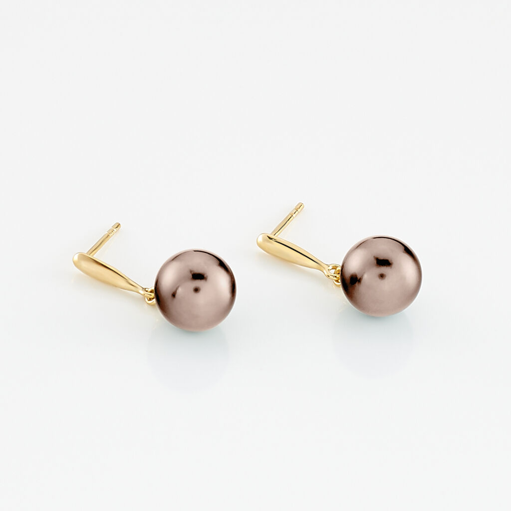 Boucles D'oreilles Pendantes Semi-baroque Or Jaune Perle De Tahiti - Boucles d'oreilles pendantes Femme | Histoire d’Or