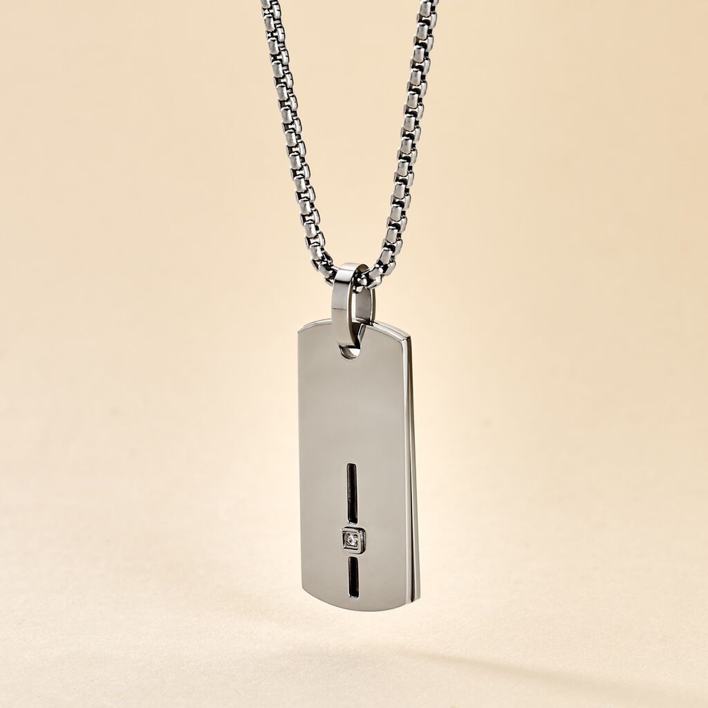 Collier Iefan Acier Blanc Oxyde De Zirconium - Colliers fantaisie Homme | Histoire d’Or