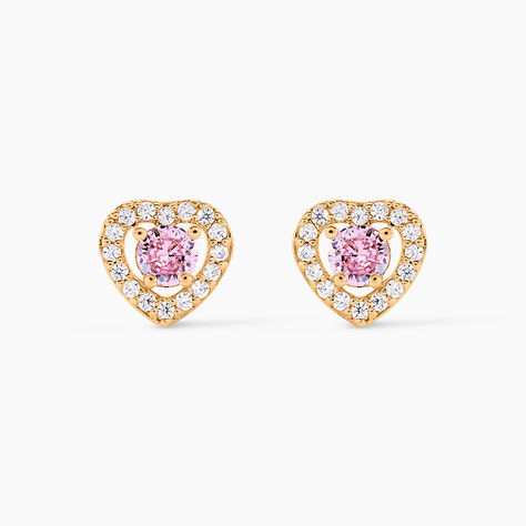 Boucles D'oreilles Puces Plaqu&eacute; Or Jaune Alais Oxyde De Zirconium - Boucles d'oreilles fantaisie Femme | Histoire d&rsquo;Or