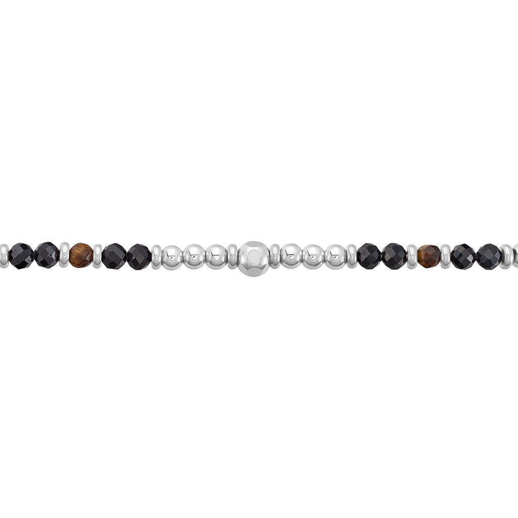 Bracelet Risor Acier Blanc Oeil De Tigre Agate - Bracelets Homme | Histoire d’Or