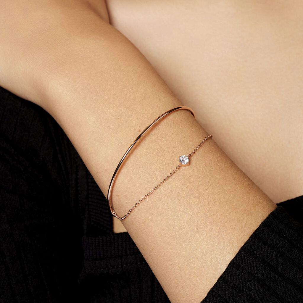 Bracelet Jonc Ruth Argent Rose Oxyde De Zirconium - Bracelets joncs Femme | Histoire d’Or