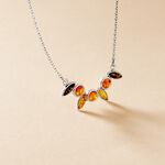 Collier Argent Blanc Sylvaincine Ambre - Colliers fantaisie Femme | Histoire d&rsquo;Or