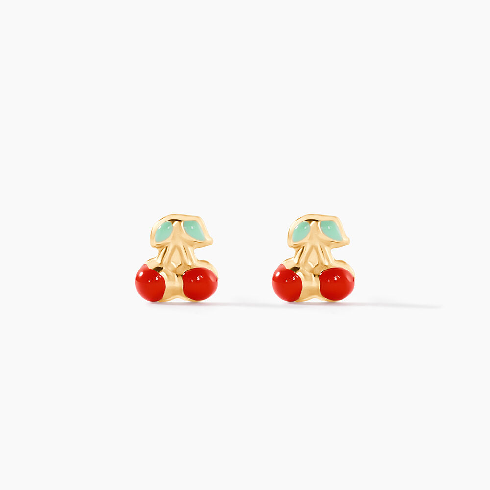 Boucles D'oreilles Puces Plaqué Or 18 Carats Pour Enfant - Modèle Pastèque, Mignon Et Ludique