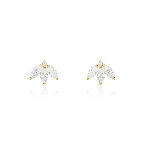 Boucles D'oreilles Puces Margret Or Jaune Oxyde De Zirconium - Clous d'oreilles Femme | Histoire d’Or