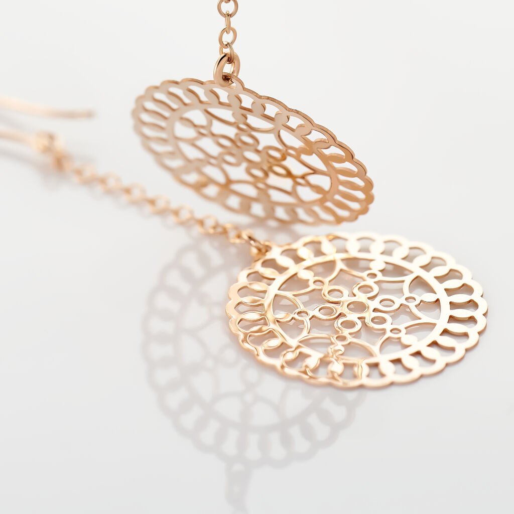 Boucles D'oreilles Pendantes Rotonda Argent Rose - Boucles d'oreilles fantaisie Femme | Histoire d’Or