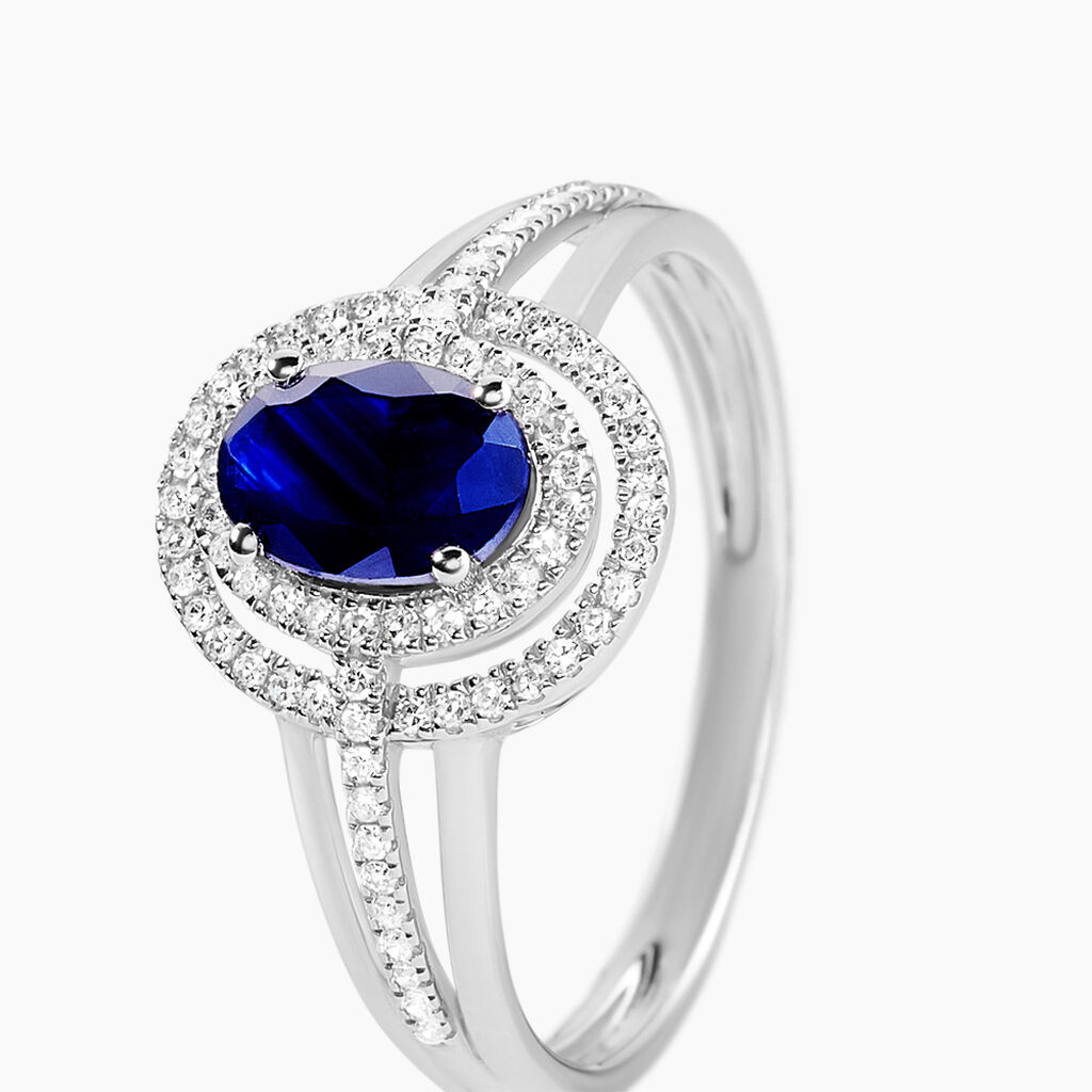 Bague Justine Or Blanc Saphir Et Diamant - Bagues solitaires Femme | Histoire d&rsquo;Or