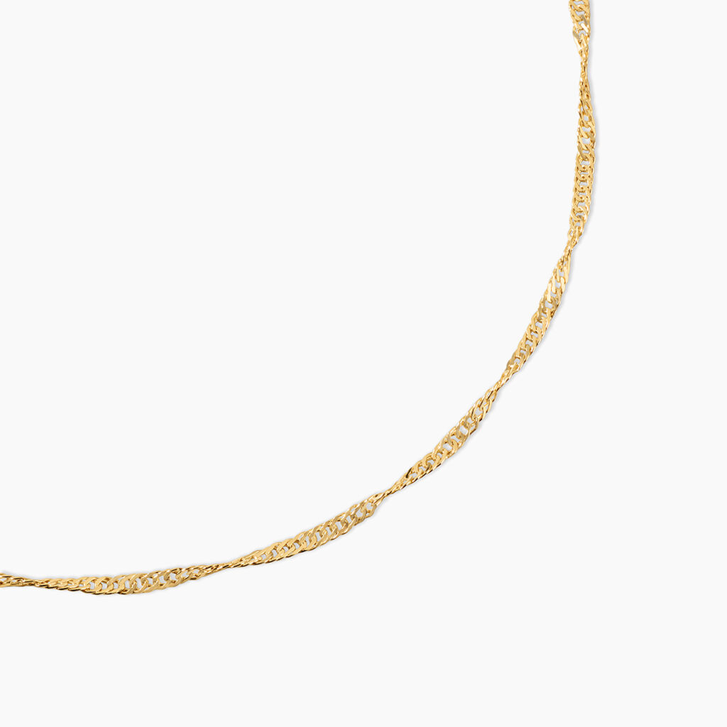 Collier Imanie Maille Singapour Argent Dor&eacute; A L'Or 750/1000 - Bijoux sans pierre Femme | Histoire d&rsquo;Or