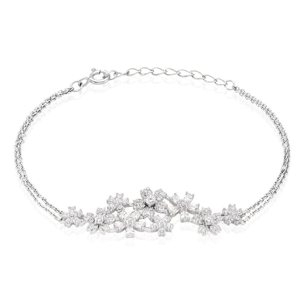 Bracelet Midnight Flower Argent Blanc Oxyde De Zirconium - Bracelets Femme | Histoire d’Or