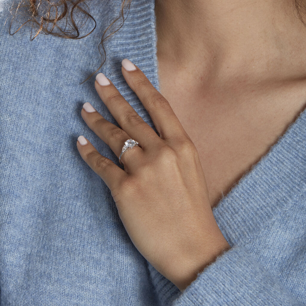 Bague Giana Or Blanc Oxyde De Zirconium - Bagues solitaires Femme | Histoire d’Or