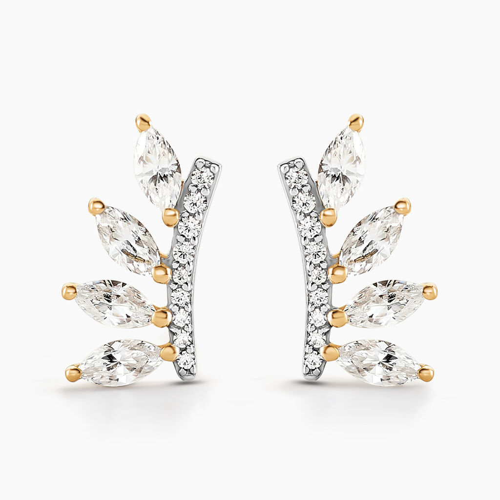 Boucles D'oreilles Puces Tiara Or Jaune Oxyde De Zirconium - Clous d'oreilles Femme | Histoire d’Or