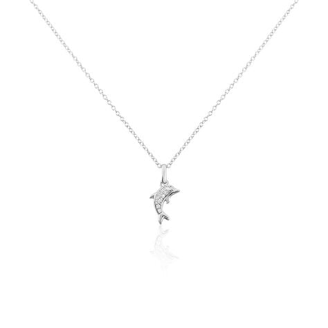 Collier Court Argent Blanc Giullia Motif Oxyde De Zirconium - Ras de cou Femme | Histoire d&rsquo;Or