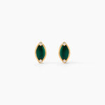 Boucles D'Oreilles Puces Chelo Or Jaune Malachite Oxyde De Zirconium - Clous d'oreilles Femme | Histoire d&rsquo;Or