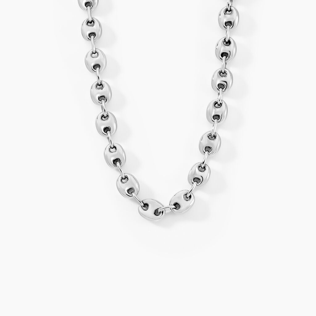 Collier Carrus Maille Grain De Cafe Argent Blanc - Chaines Homme | Histoire d’Or