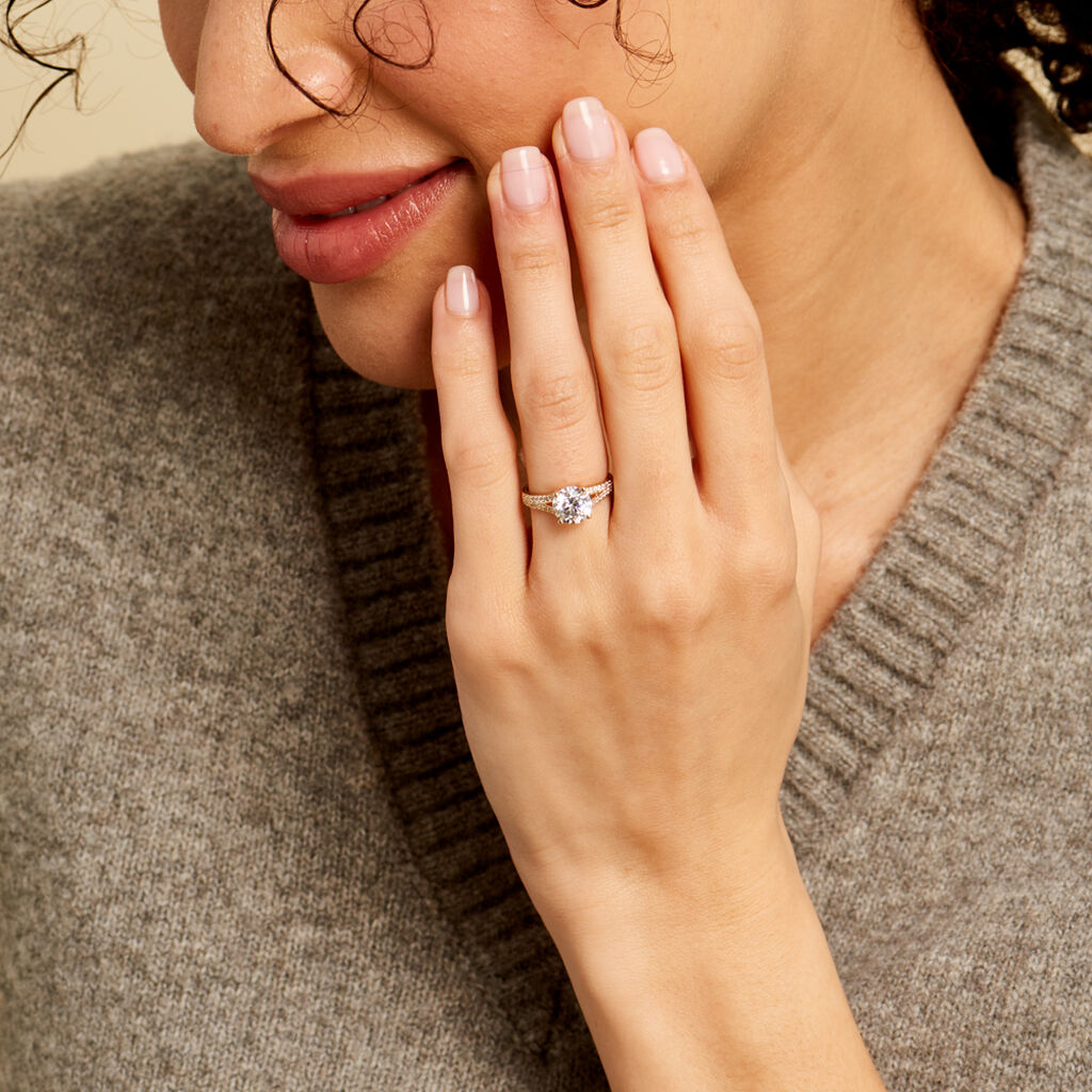 Bague Or Jaune Carolina Oxyde De Zirconium - Bagues solitaires Femme | Histoire d’Or