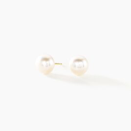 Boucles D'oreilles Puces Ursulina Or Jaune Perle De Culture - Clous d'oreilles Femme | Histoire d’Or