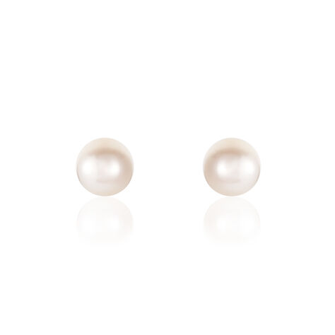 Boucles D'oreilles Puces Ursulina Or Jaune Perle De Culture - Clous d'oreilles Femme | Histoire d’Or
