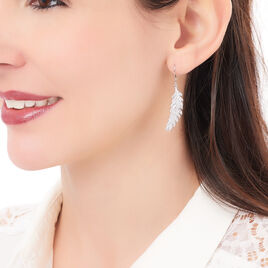 Boucles D'oreilles Pendantes Elizabet Argent Blanc Oxyde De Zirconium - Boucles d'Oreilles Plume Femme | Histoire d’Or