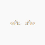 Boucles D'Oreilles Puces Diren&ccedil; Or Jaune Oxyde De Zirconium - Clous d'oreilles Femme | Histoire d&rsquo;Or