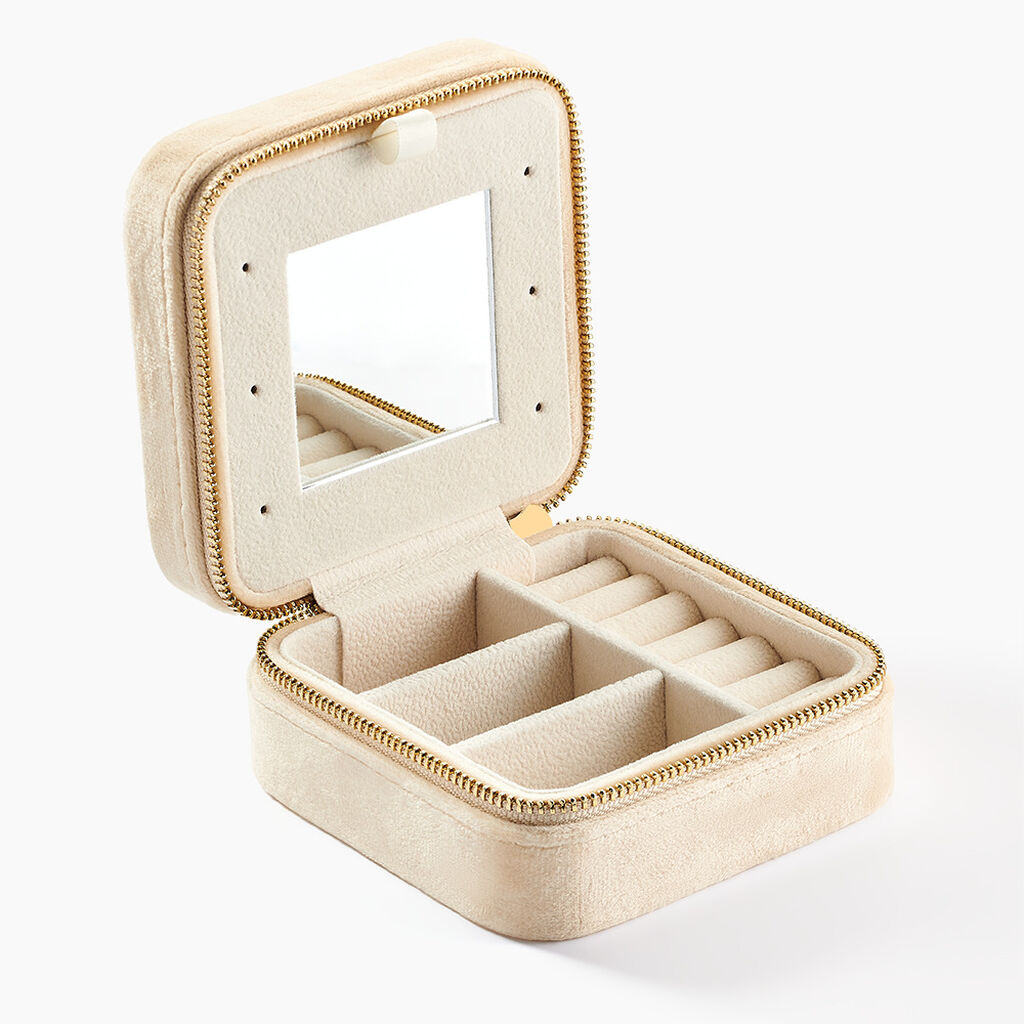 Boite &agrave; Bijou Tissu Beige - Id&eacute;es cadeaux Famille | Histoire d&rsquo;Or
