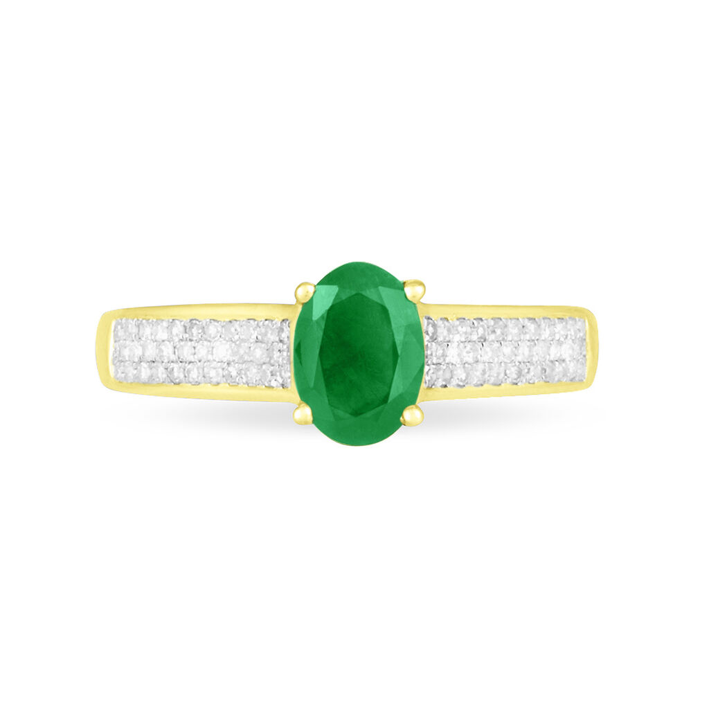 Bague Crista Or Jaune Emeraude Et Diamant - Bagues solitaires Femme | Histoire d&rsquo;Or