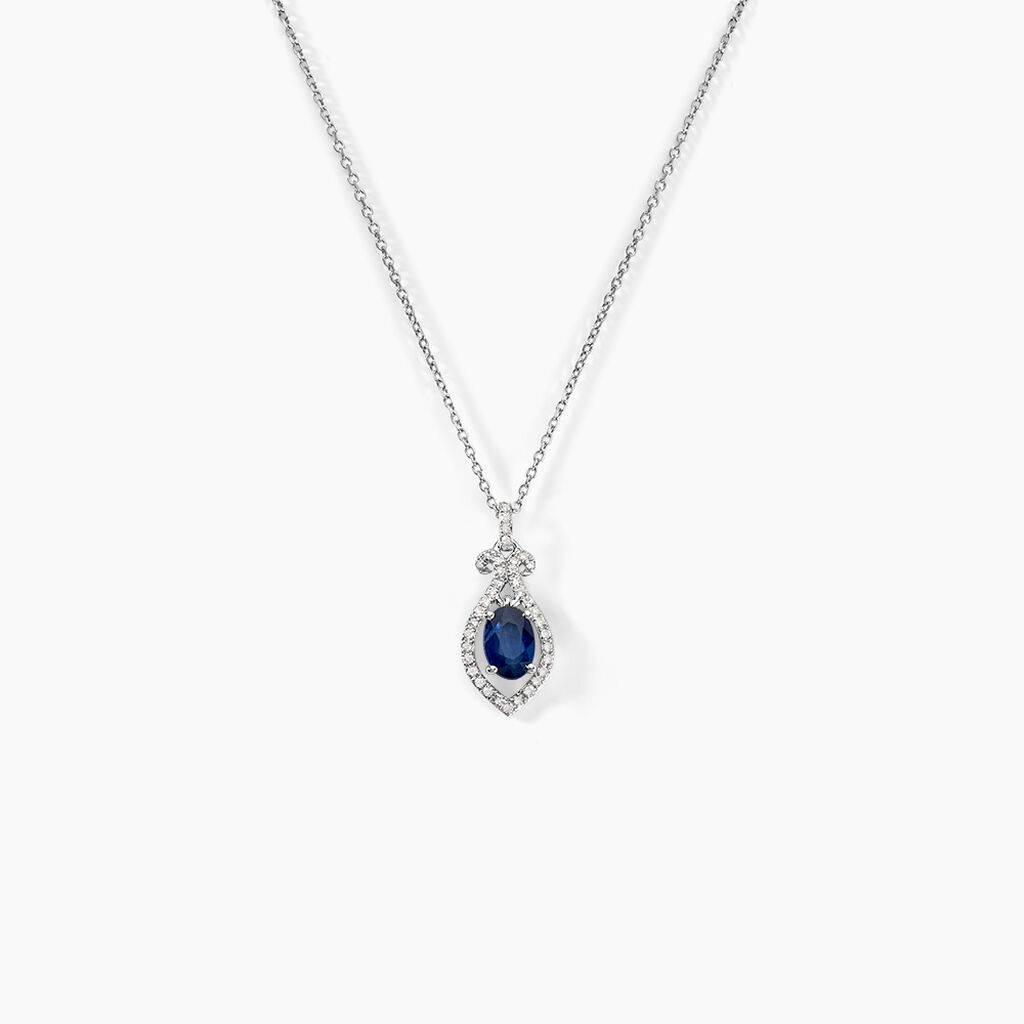 Collier Lys Or Blanc Saphir Et Diamant - Colliers Femme | Histoire d&rsquo;Or