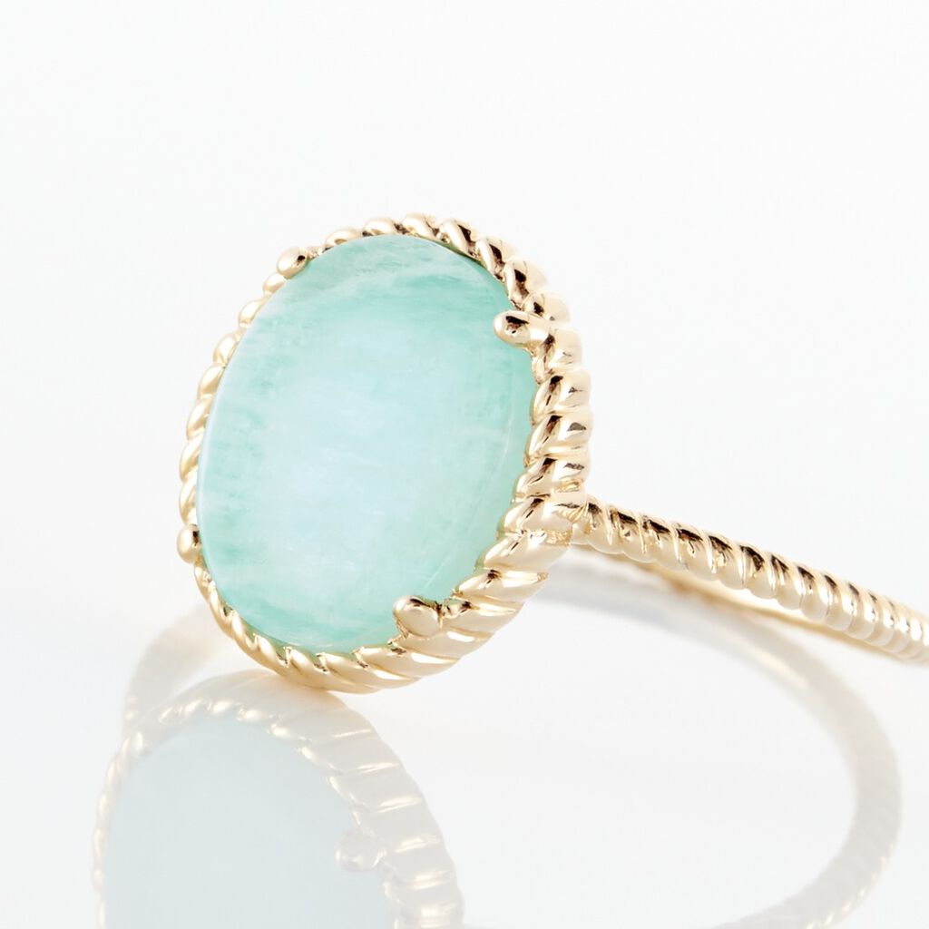 Bague Leeve Plaqué Or Jaune Amazonite - Bagues avec pierre Femme | Histoire d’Or