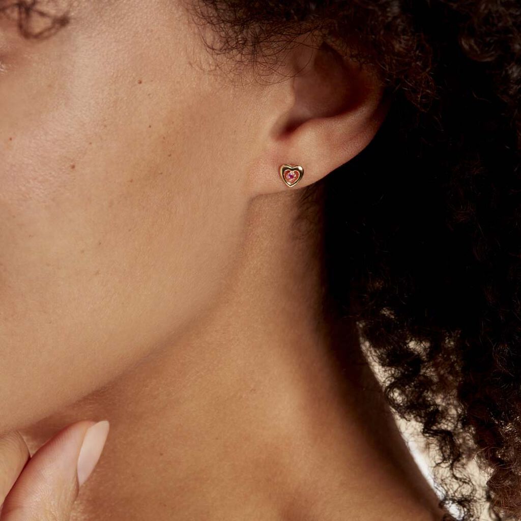 Boucles D'oreilles Puces Izild Or Jaune Rubis - Clous d'oreilles Femme | Histoire d’Or