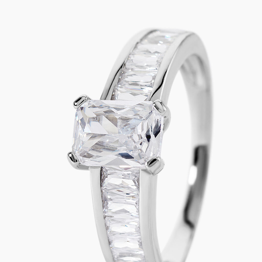 Bague Solitaire Aronn Argent Blanc Oxyde De Zirconium - Bagues solitaires Femme | Histoire d&rsquo;Or