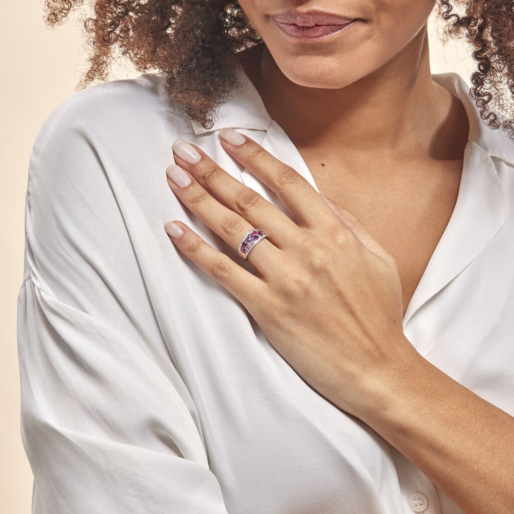 Bague Multicolore Or Blanc Amethyste Et Saphir Et Rhodolite - Bagues avec pierre Femme | Histoire d’Or
