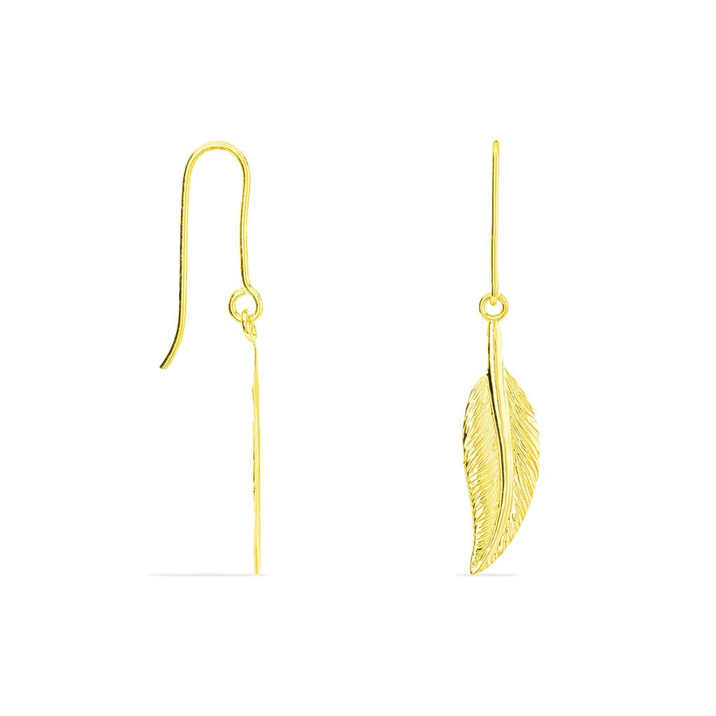 Boucles D'oreilles Pendantes Indian Nature Feuilles Or Jaune - Boucles d'oreilles pendantes Femme | Histoire d&rsquo;Or
