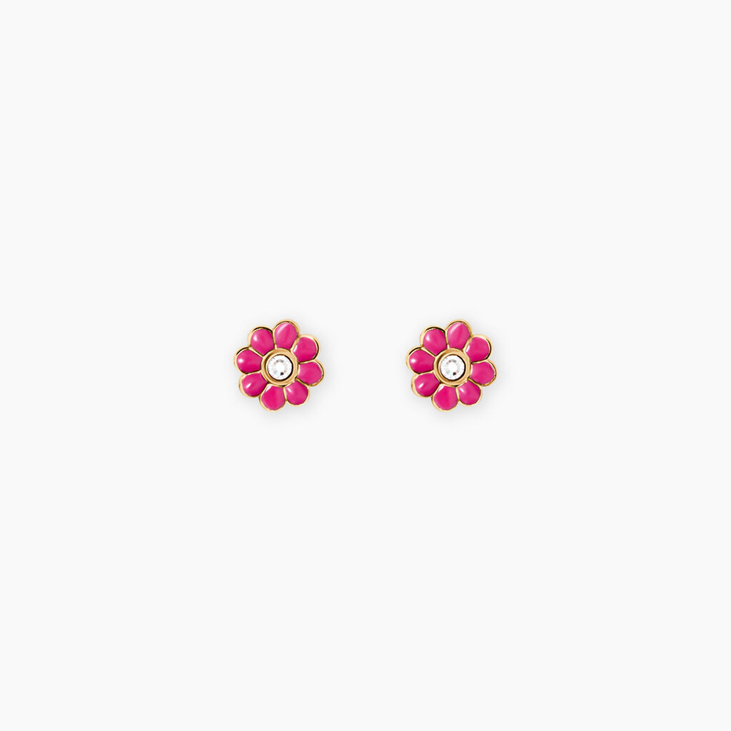 Boucles D'Oreilles Puces Piarrine Or Jaune Oxyde De Zirconium - Clous d'oreilles Femme | Histoire d&rsquo;Or