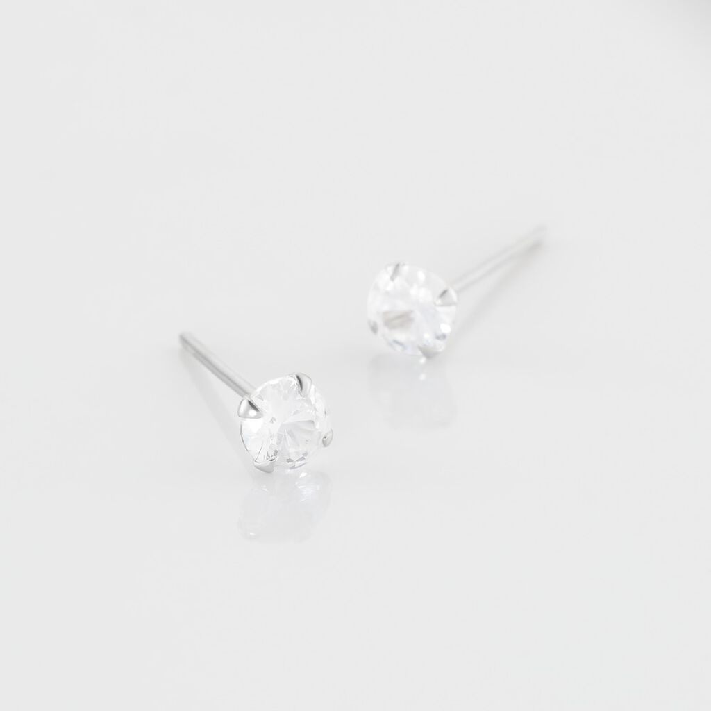 Boucles D'oreilles Puces Laena Argent Blanc Oxyde De Zirconium - Boucles d'oreilles fantaisie Femme | Histoire d&rsquo;Or
