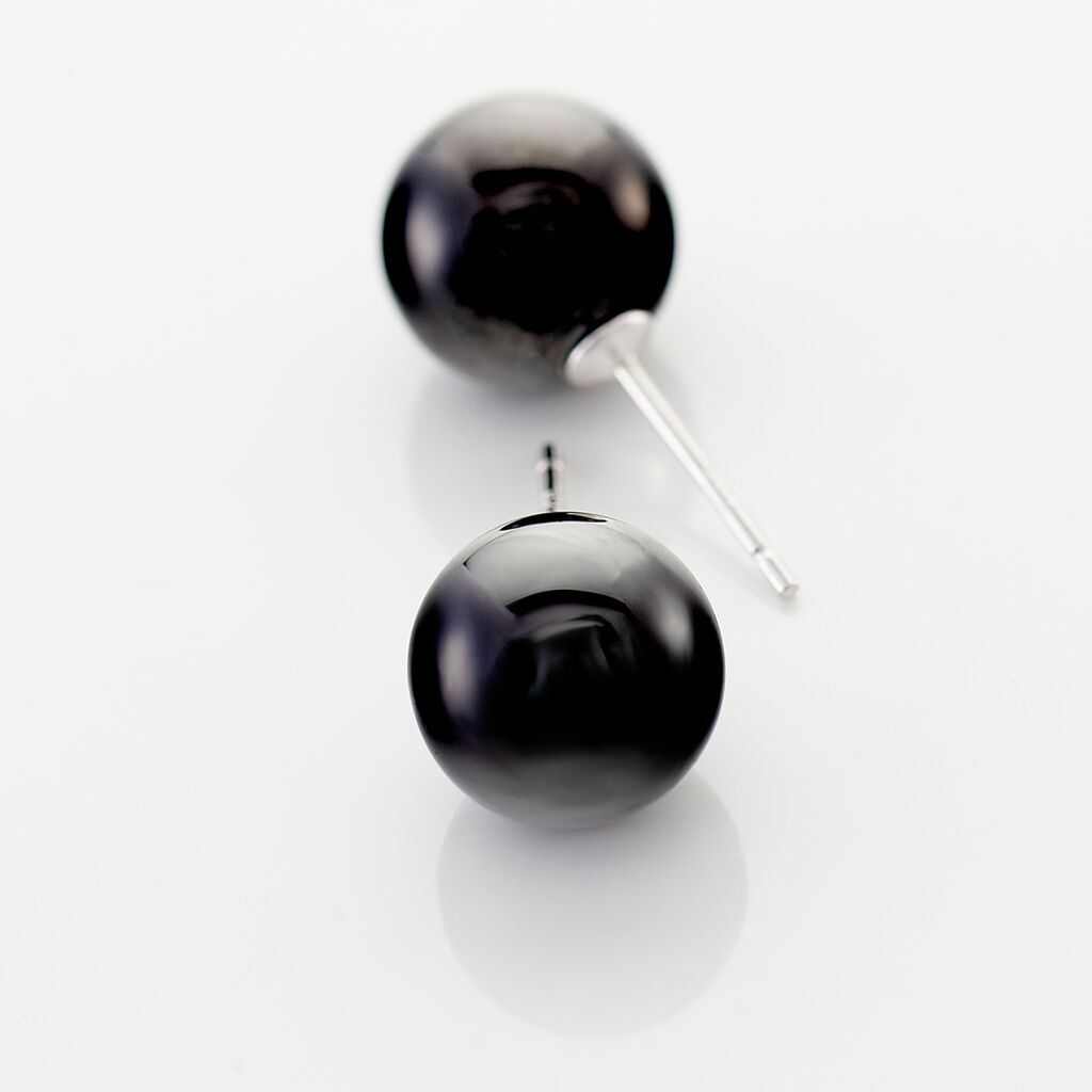 Boucles D'oreilles Puces Orbe Argent Blanc Céramique - Boucles d'oreilles fantaisie Femme | Histoire d’Or