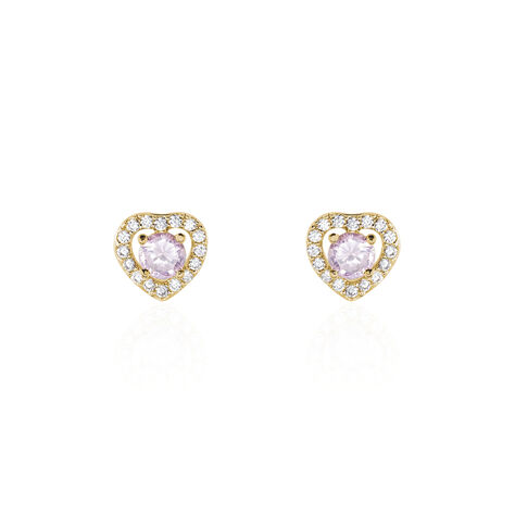 Boucles D'oreilles Puces Plaqué Or Jaune Alais Oxyde De Zirconium - Boucles d'oreilles fantaisie Femme | Histoire d’Or