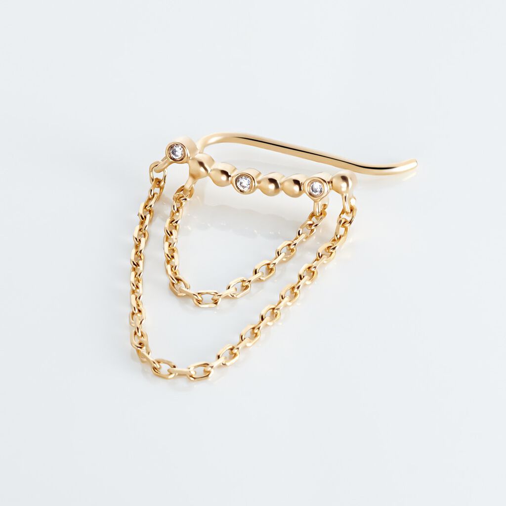 Bijou D'oreille Unitaire Plaqu&eacute; Or Jaune Kazia Oxydes De Zirconium - Piercings d'oreilles Femme | Histoire d&rsquo;Or