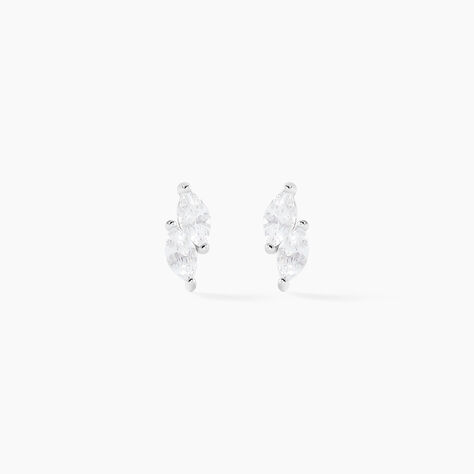 Boucles D'oreilles Puces Winter Sweetness Argent Blanc Oxyde - Boucles d'oreilles fantaisie Femme | Histoire d&rsquo;Or