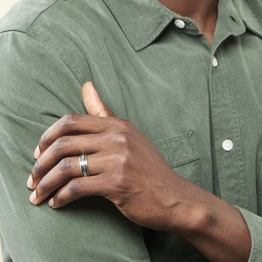 Bague Mollie Acier Blanc - Bagues fantaisie Homme | Histoire d’Or