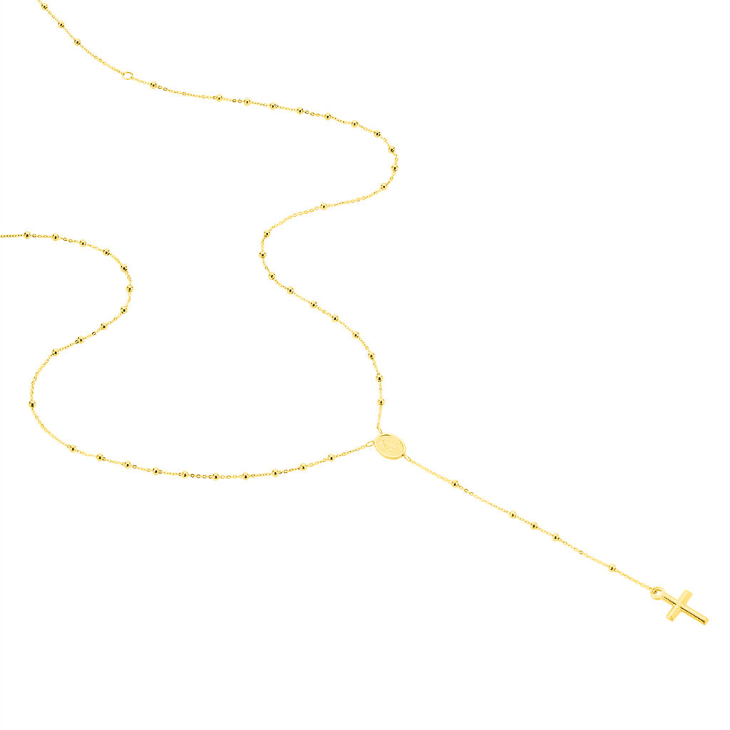 Collier Evelina Croix Maille Boule Or Jaune