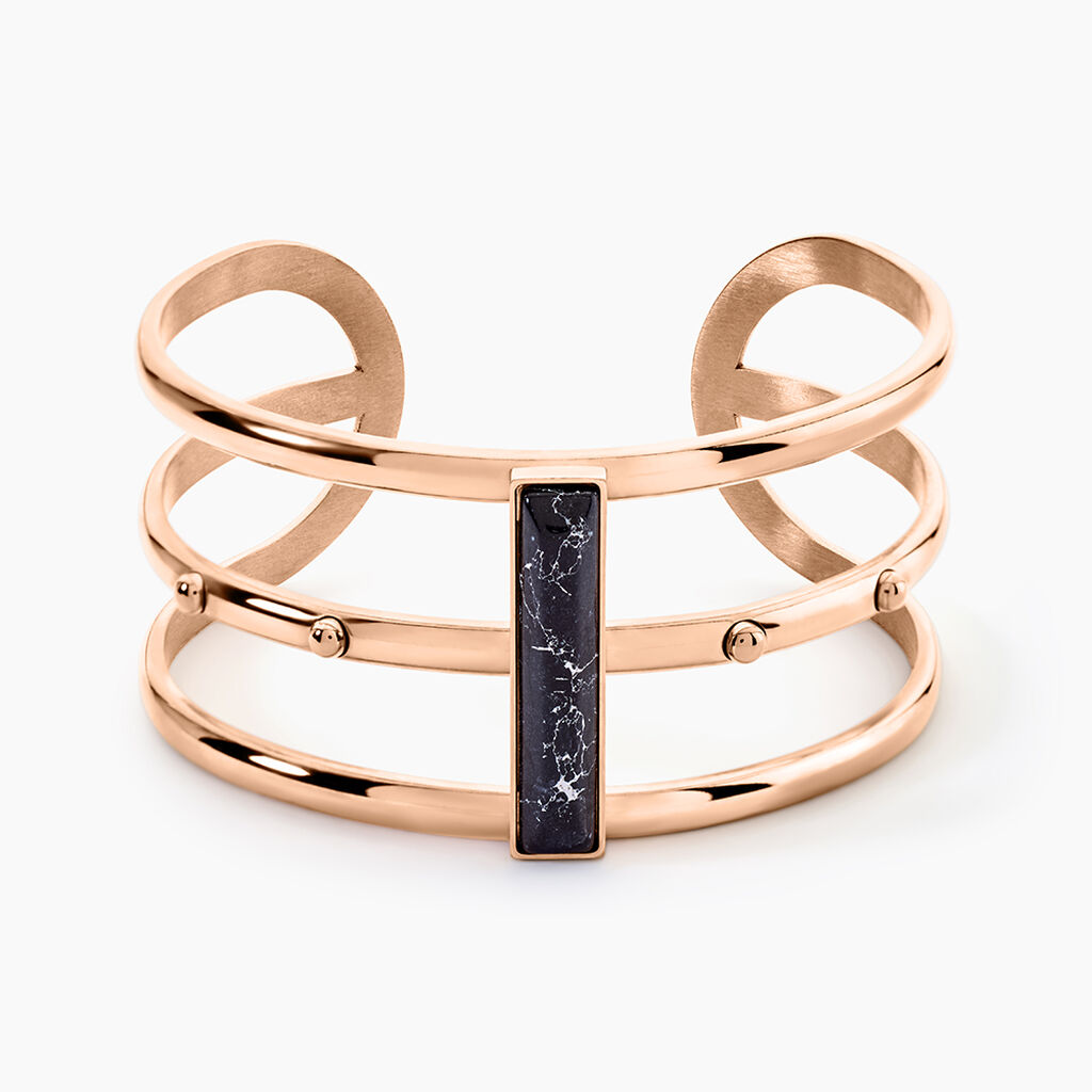 Bracelet Jonc Medina Acier Rose Pierre De Synthese - Bracelets joncs Femme | Histoire d&rsquo;Or