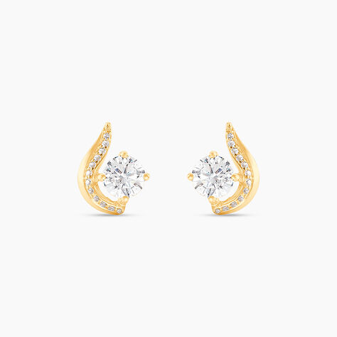 Boucles D'oreilles Puces Sevde Or Jaune Oxyde De Zirconium - Clous d'oreilles Femme | Histoire d’Or