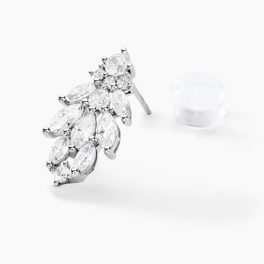 Boucles D'oreilles Pendantes Marquis Or Blanc Oxyde De Zirconium - Boucles d'oreilles pendantes Femme | Histoire d’Or