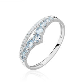 Bague Marine Or Blanc Topaze - Bagues avec pierre Femme | Histoire d’Or