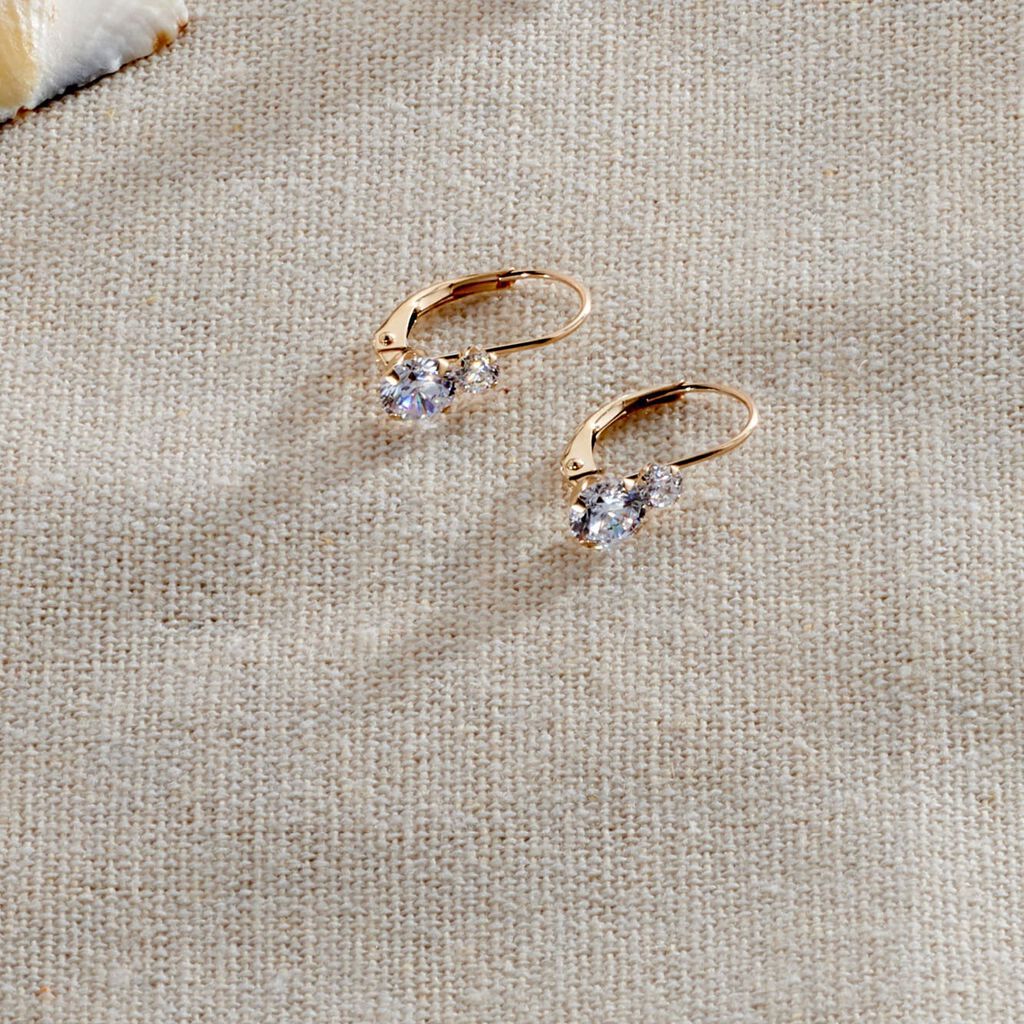 Boucles D'oreilles Pendantes Gulbeyaz Or Jaune Oxyde De Zirconium - Boucles d'oreilles pendantes Femme | Histoire d’Or
