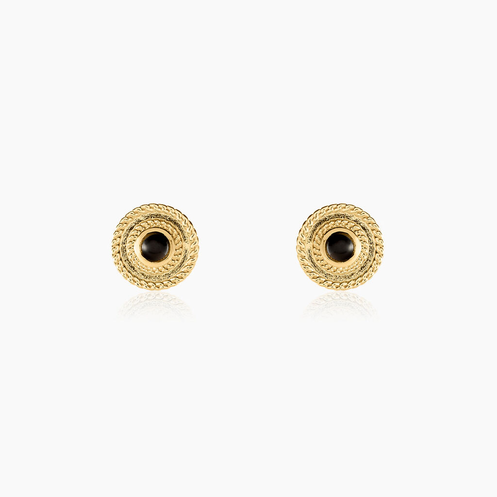 Boucles D'oreilles Puces Aghavni Plaque Or Jaune Agate - Boucles d'oreilles fantaisie Femme | Histoire d’Or