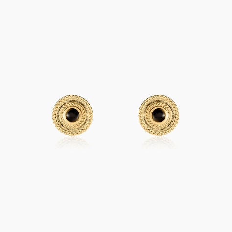 Boucles D'oreilles Puces Aghavni Plaque Or Jaune Agate - Boucles d'oreilles fantaisie Femme | Histoire d’Or