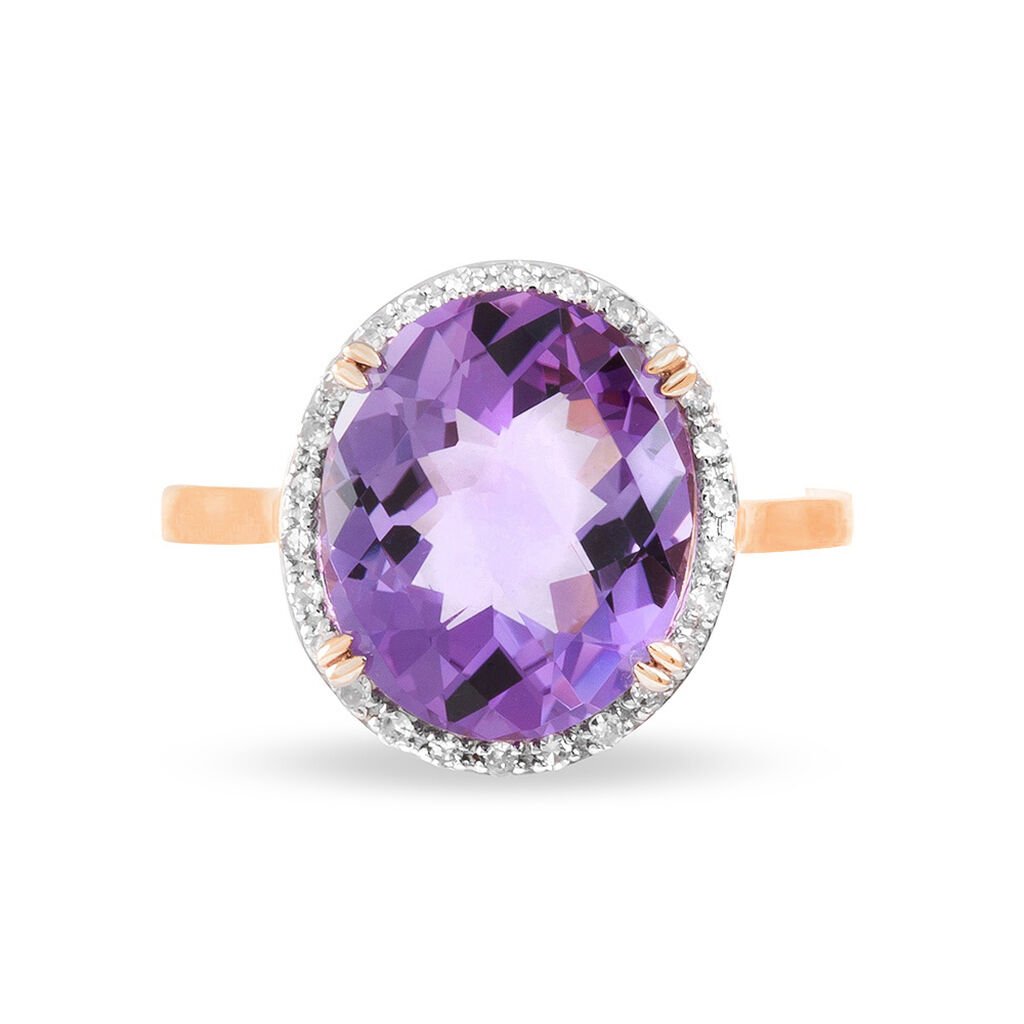 Bague Anna Or Rose Amethyste Et Diamant - Bagues solitaires Femme | Histoire d&rsquo;Or