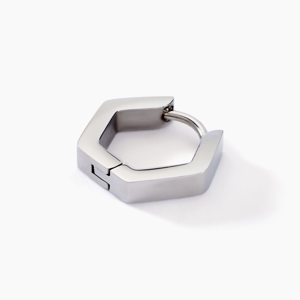 Créole Unitaire Albany Acier Blanc - Boucles d'oreilles créoles Homme | Histoire d’Or