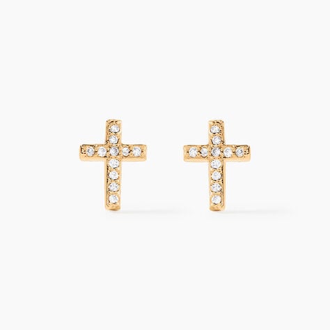 Boucles D'oreilles Puces Fatos Plaqué Or Oxydes De Zirconium - Boucles d'oreilles fantaisie Femme | Histoire d’Or