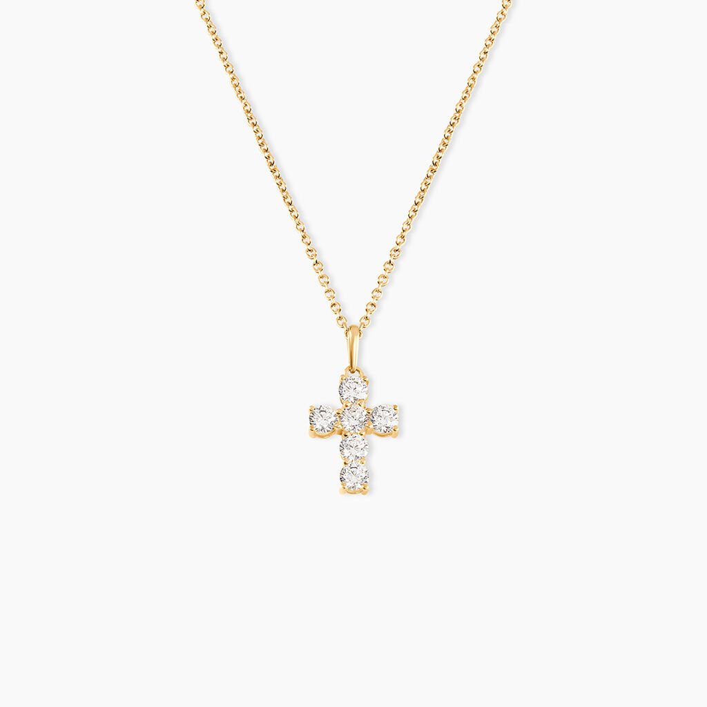 Pendentif Or Jaune Sebastian Oxyde De Zirconium - Pendentifs Communion Femme | Histoire d&rsquo;Or