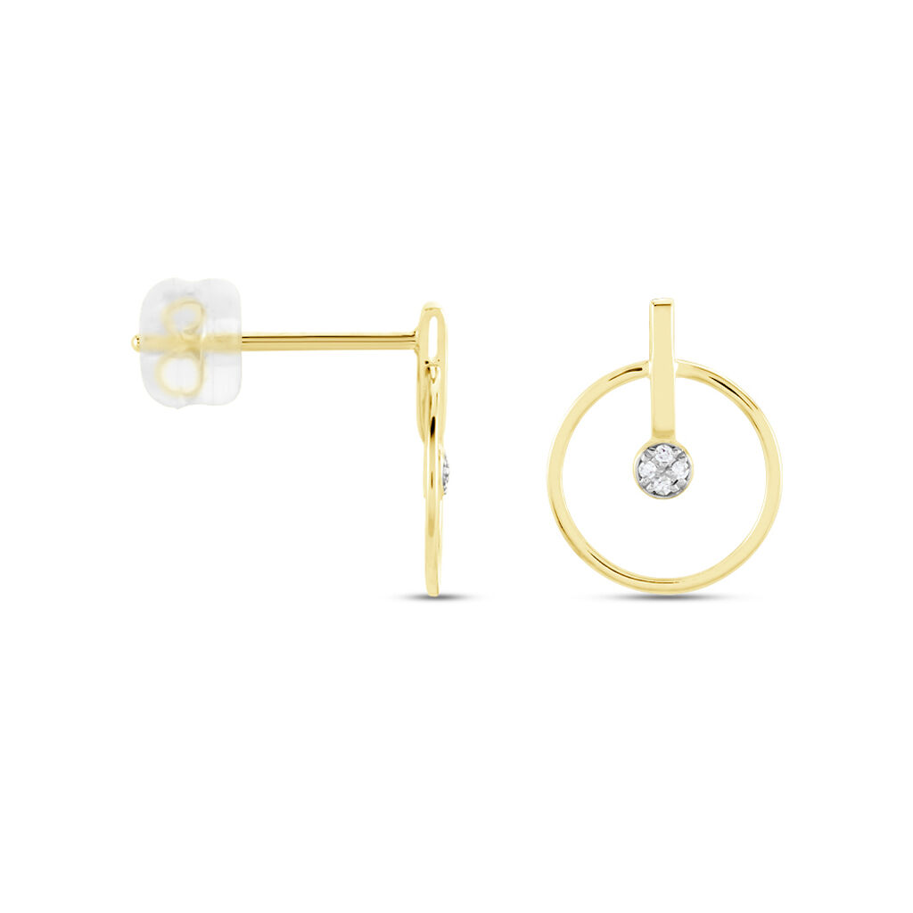 Boucles D'oreilles Or Jaune Adrienn Diamants - Clous d'oreilles Femme | Histoire d’Or